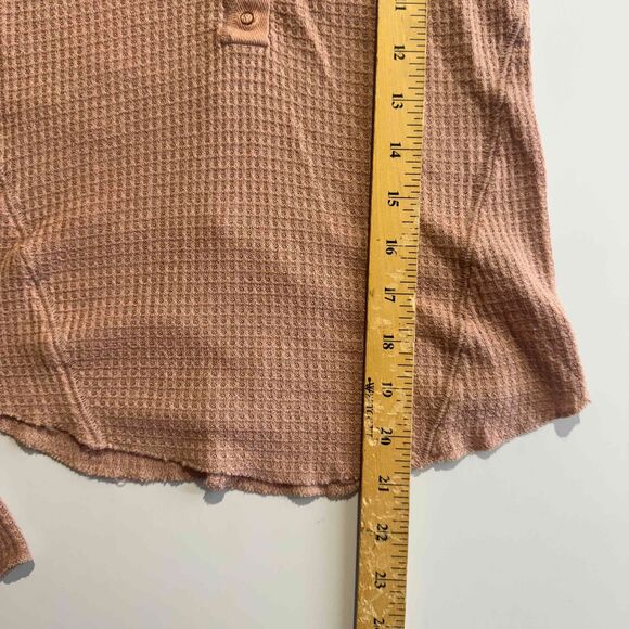 Free People Mauve Henley Top Button Textured Long Sleeve Thermal Transitional - Picture 9 of 11
